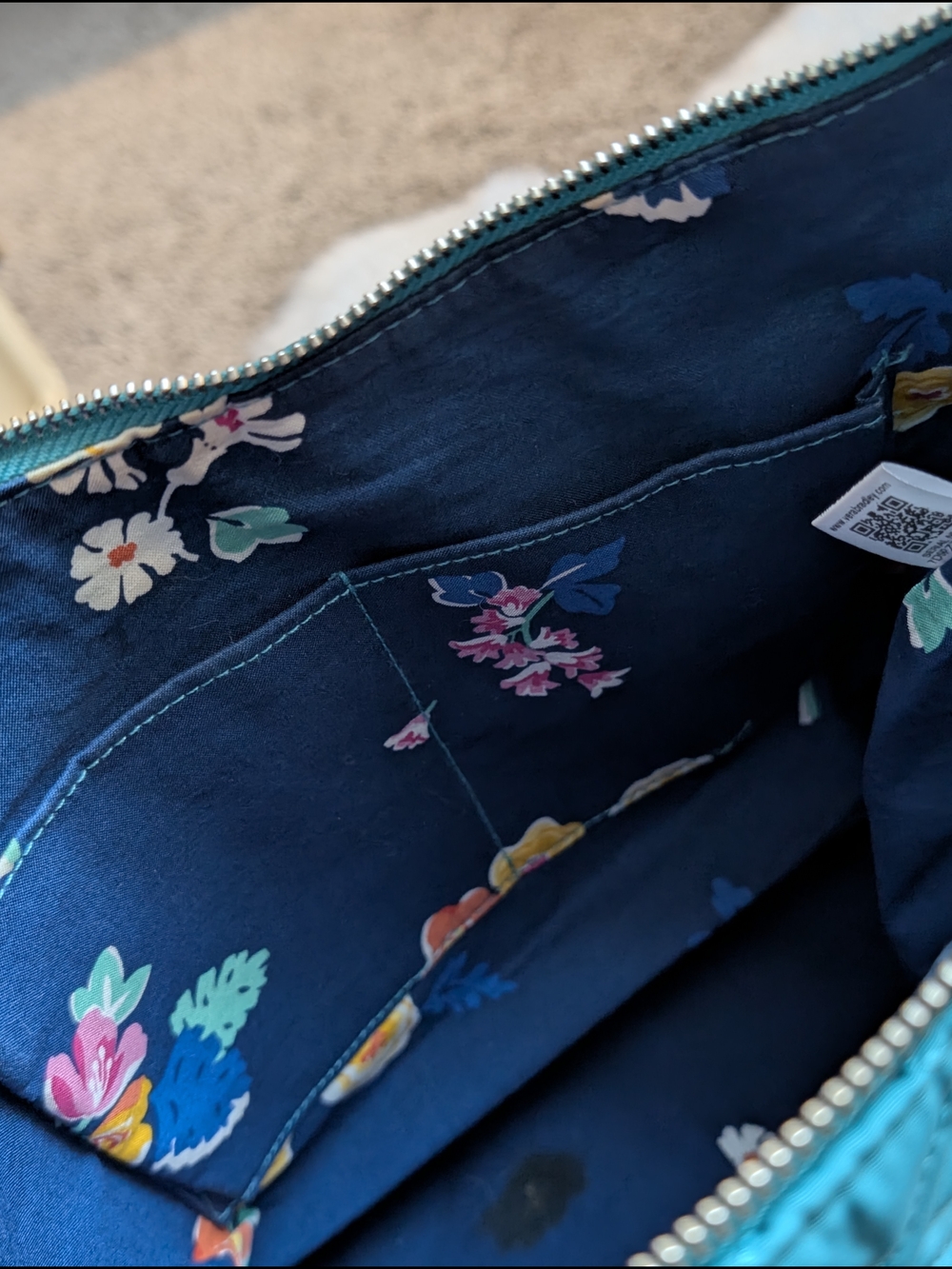 Vera Bradley Vivian Hobo Bag Turquoise Quilted Handbag Shoulder Bag - Picture 10 of 12